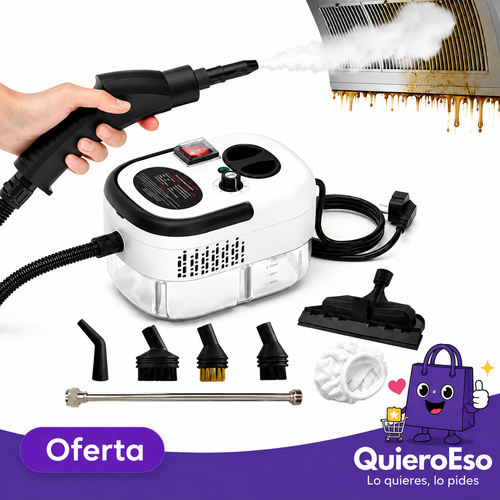 Limpiador a Vapor 2500W Portátil — Vaporeta Multiusos con 9 Accesorios